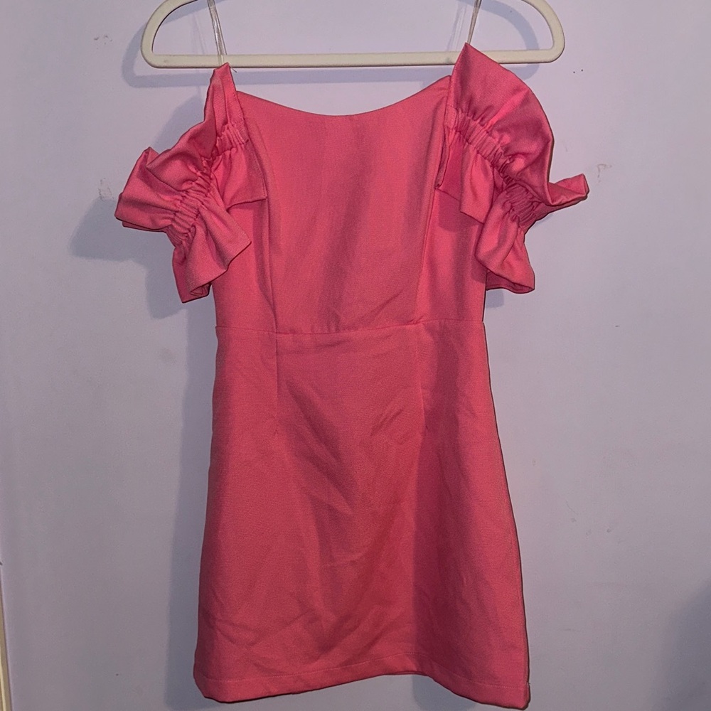 Pink Ruffle Sleeve Dress